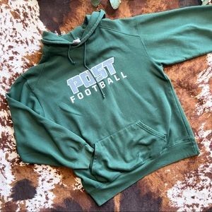 Post University Mens Green Collegiate Football Sweatshirt/Pullover
